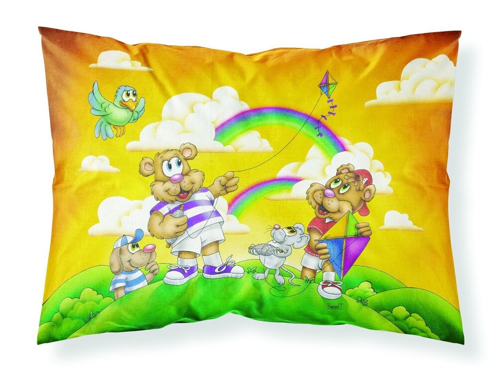 3112 APH0374PILLOWCASE Bears Flying a Kite Fabric Standard Pillowcase